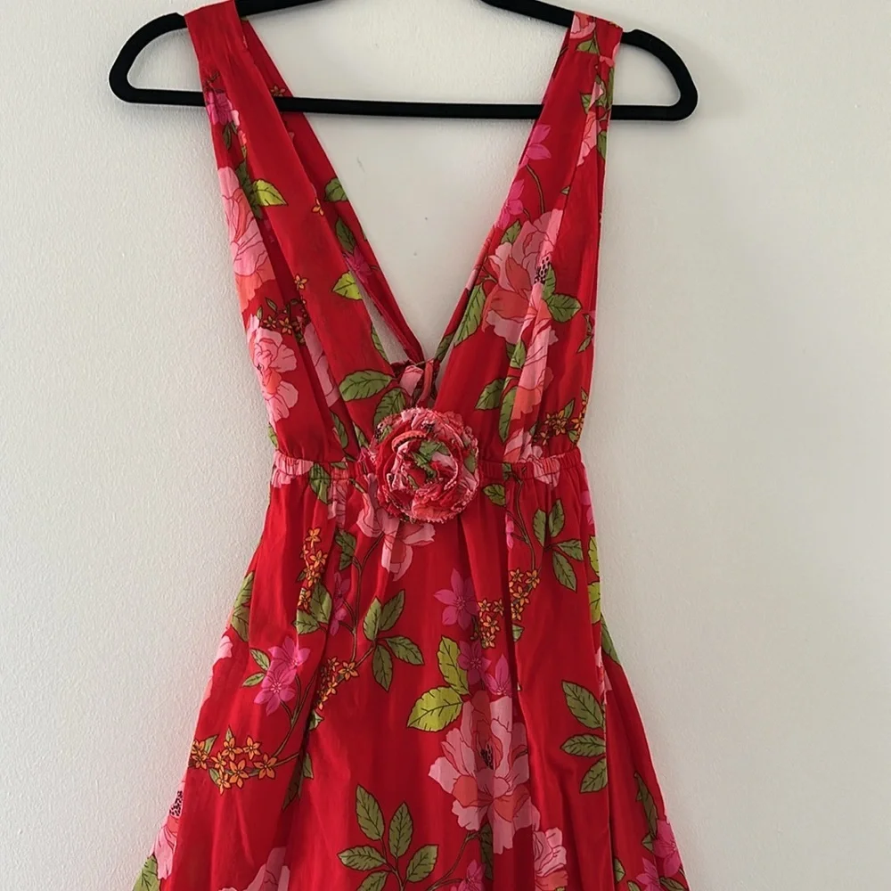 J.CREW Cotton voile rosette plunge maxi dress in peony vines - Picture 8 of 12